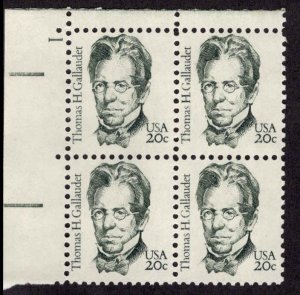 US #1861 GALLAUDET MNH UL PLATE BLOCK #1