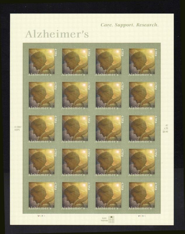 # 4358 Alzheimer's 42¢ Sheet 2008 MNH