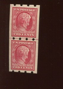 368 Lincoln Brinkerhoff Type 1 Coil LINE Pair of 2 Stamps (Bx 1024)