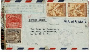 Salvador 1943 Mineral San Sebastian cancel on cover to the U.S., censored