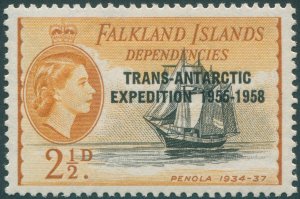 Falkland Island Dependencies 1956 2½d black & yellow-ochre SGG42 unused