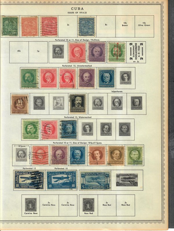 Cuba Stamp Collection On Album Pages Mixed Condition Lot