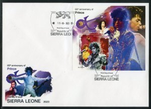 SIERRA LEONE 2023 65th ANNIVERSARY OF PRINCE SOUVENIR SHEET FIRST DAY COVER