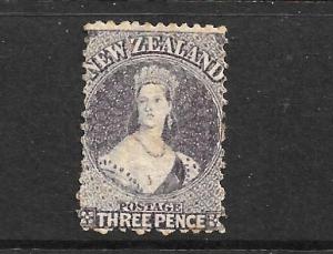 NEW ZEALAND 1864-67  3d  LILAC   FFQ  MLH  P12 1/2  CP A3D   SG 117 CHALON