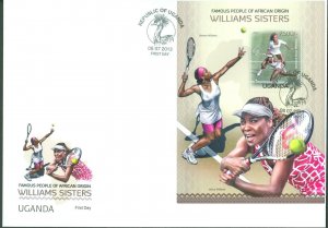 UGANDA FAMOUS PEOPLE OF AFRICAN ORIGIN TENNIS WILLIAMS SISTERS  S/S FDC