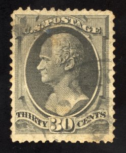 US Scott 154 Used 30c black Alexander Hamilton, w/o Grill Lot T999 bhmstamps