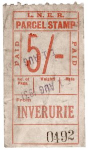 (I.B) London & North Eastern Railway : Parcel Stamp 5/- (Inverurie)