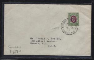 SOMALILAND COVER (P0312B) 1934  KGV 3 A    BERBERA   TO USA