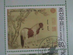 KOREA STAMP: 2002- COLORFUL LOVELY HORSES FAMOUS PAINTING - CTO- NH S/S SHEET-