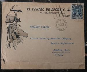 1927 Barrios Guatemala Commercial Advertising Cover To Camden NJ USA