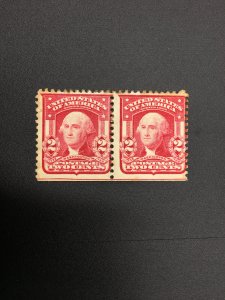 US stamp, scott 319, MLH, pair imperforate at bottom, Genuine,  RARE, List h2063