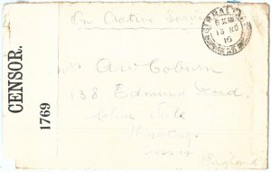 69092 - GIBRALTAR - POSTAL HISTORY - POW Prisoner's mail COVER  1916 - CENSORED