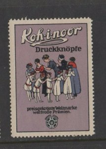 Germany- Koinoor Snap Fasteners Advertising Vignette Stamp Women & Girls-NG