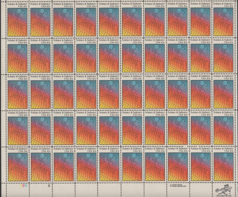 US #2031  Science and Industry  Full sheet of 50  MNH