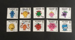 GB 2016 Mr Men and Little Miss (Roger Hargreaves). Complete set-10 used stamps.