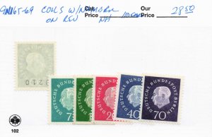 GERMANY 9n165-69  MNH  COILS WITH NUMBER ON REVERSE