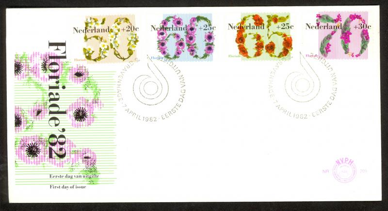 NETHERLANDS 1982 FLORIADE 82 Semi Postal Set Sc B577-B580 on U/A Cachet FDC