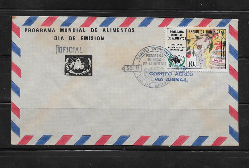 DOMINICAN REPUBLIC STAMPS,COVER ALIMENTOS 1974 #F38