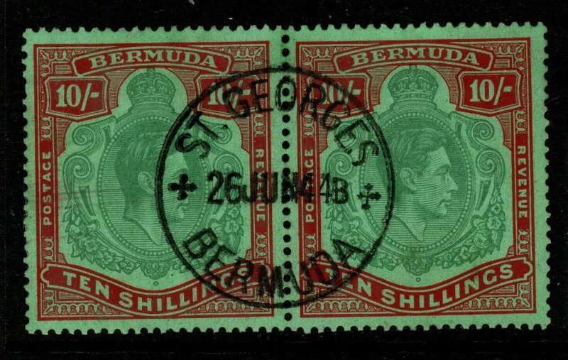 BERMUDA SG119a 1939 10/= BLUISH-GREEN & DEEP RED/GREEN FINE USED PAIR