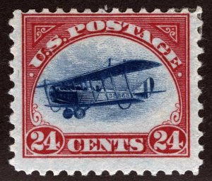 US Sc C3 Carmine and Blue 24¢ Air Issue Original Gum Hinge Remnant