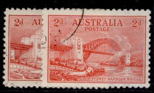 AUSTRALIA GV SG141 + 144, 2d WMK & PAPER VARIETIES, FINE USED.