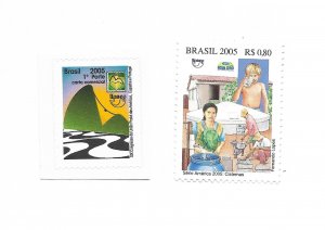BRAZIL 2005  UPAEP ISSUE POVERTY + SELF ADHESIVE STAMP UNUSED MINT NH