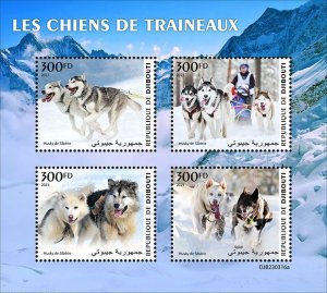 DJIBUTI - 2023 - Sledge Dogs - Perf 4v Sheet - Mint Never Hinged