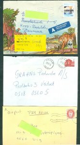 Norway. 3 Covers, Postal Used. 1992-1994-1996. Included WWF. Adr: Denmark.