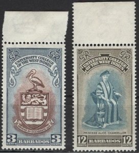 Barbados 228-229 (mnh [hinge marks on selvage]) University issue (1951)