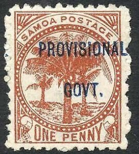 Samoa SG91 1d Chestnut opt Provisional Govt M/M