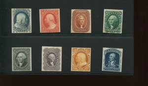 40P4-47P4 1875 1c-90c Reprints Proof on Card Set of 8 Stamps (Bz 158)