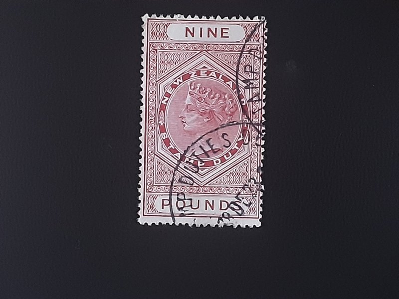 New Zealand stamp duty 9 pounds 1882 used