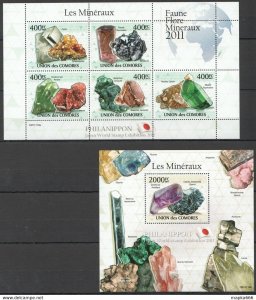 2011 Comoros Nature Geology Crystals Minerals Les Mineraux Bl+Kb ** Uc222