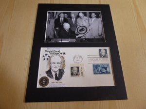 Dwight D. Eisenhower WWII photograph and USA FDC mount matte size 8 x 10