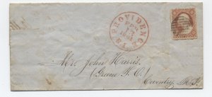 1861 Providence RI folded letter #26; red CDS and circular grid [h.4666]