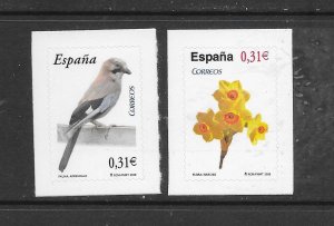 BIRDS - SPAIN #3599-3600 BIRD & FLOWER  MNH