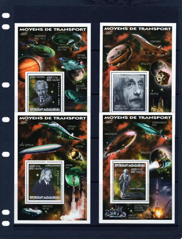 Madagascar 1999 Albert Einstein-Concorde-Space (4) SS Perforated MNH