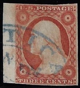 cott #10A - $155.00 VF-used – left sheet margin, “Utica, NY” cancel. Posn 11L5E