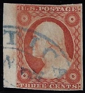 cott #10A - $155.00 VF-used – left sheet margin, “Utica, NY” cancel. Posn 11L5E