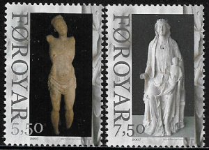 Faroe Is #492-3 MNH Stamp - Wooden Religious Statues