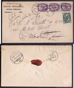 Canada-cover #10892-1c Leaf+2c(3) Numerals reg'd to Ottawa-Russell,Ont-r...