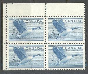 CANADA Sc# 320 MNH FVF Corner 4Block Duck