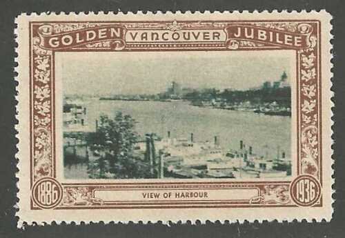 View of Harbor: Vancouver Golden Jubilee, 1936, Canada, Poster Stamp, N.H. 