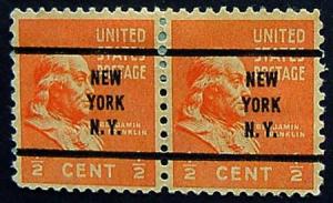 USA, Precancel, New York NY, Scott 803-63 Pair Bureau precancel