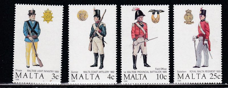 Malta # 723-726, Military Uniforms, Mint NH, 1/2 Cat.