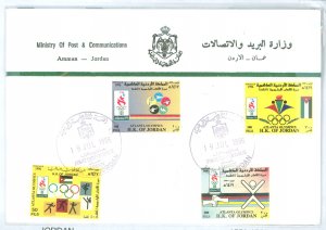 Jordan 1550-1553 1996 Summer Olympic Games, Atlanta, USA FDC, four stamps on fancy cover