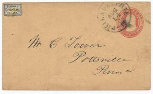 US POSTAL STATIONERY COVER Scott #U10 Philadelphia, PA 1850 Bloods #15L14