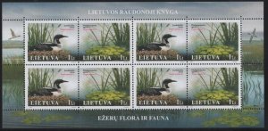 Lithuania 2005 MNH Sc 798 Sheet of 4 pairs 1 l Loon, water chestnut