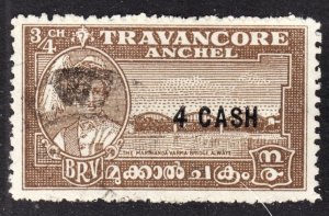 India Travancore Scott 46 VF used. Free...