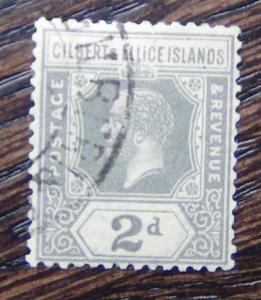 Gilbert & Ellice 1922-27 2d Slate Grey Used SG30 Cat £45